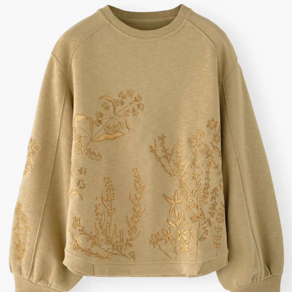 Embroidered sweatshirt - worn once 
Double cotton jersey - sand